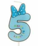 Children's candle number "5" blue