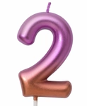 Birthday candle number "2" - rainbow metallic