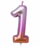 Birthday candle number "1" - rainbow metallic