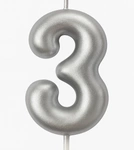 Silver birthday candle number "3" - elegance for any occasion