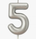 Silver birthday candle number "5" - elegance for any occasion