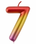 Birthday candle in the shape of the number 7 - pink and gold elegant