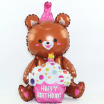 Happy Birthday Bear 3D Foil Balloon Brown