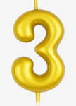 Gold birthday candle number "3" - elegance for any occasion