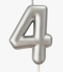 Silver birthday candle number "4" - elegance for any occasion