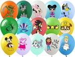 Printed rubber balloons Fairytale MIX (15 pcs.)