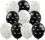 Printed rubber balloons Silver Crown (10 pcs.)