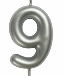 Candle Numeral "9" - Silver