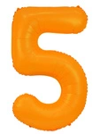 Foil Balloon Number "5" Orange Neon (100cm.)