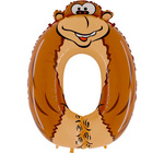 Balloon Number "0" Monkey (100cm) 