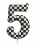Birthday candle number "5" - checkerboard pattern, race.