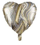 Foil Balloon Heart Marble Black 18" (45cm.)