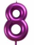 Birthday candle number "8" - raspberry metallic