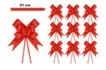 Decorative red bow with embossed pattern - 21 cm (set of 10 pcs).)