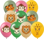 Rubber balloons with Safari Zoo animal motifs balloons (10 pcs.)