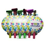 Trumpets-Whistles large birthday party. Dots (10 pcs.)