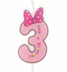 Children's candle number "3" pink