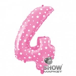 Foil Balloon Number "4" Pink with Hearts (100cm.)