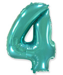 Foil Balloon Number "4" Flexmetal, Turquoise (100cm.)