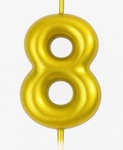 Gold birthday candle number "8" - elegance for any occasion