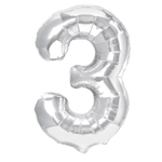 Foil Balloon Number "3" Silver (100cm.)