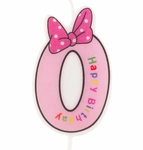 Baby candle number "0" pink
