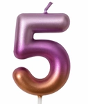Birthday candle number "5" - rainbow metallic
