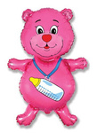 Foil Teddy Bear Pink Balloon, Flexmetal 