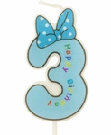Children's candle number "3" blue