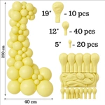 Set of Decorative Balloons Color Macaron Yellow 70 pieces