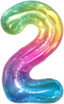 Foil Balloon Number "2" Rainbow (100cm.)