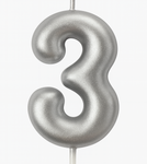 Silver birthday candle number "3" - elegance for any occasion