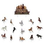 Birthday cake and cupcake toppers with horse motif (15+1 pcs.)