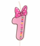 Baby candle number "1" pink