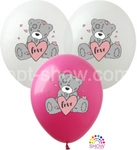 Printed rubber balloons Teddy Bear in Love (10 pcs.)