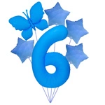 Set of balloons "Blue One with Butterfly" - ideal for 6. birthday