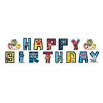 HAPPY BIRTHDAY garland with Psi Patrol characters - birthday decoration