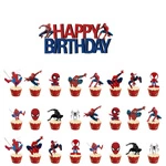 Toppers Spiderman Birthday Cake and Cupcake Decorating Set (24+1)