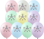 Printed rubber balloons Unicorn Cat (10 pcs.)