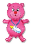 Foil Teddy Bear Pink Balloon, Flexmetal 