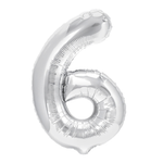 Foil Balloon Number "6" Silver (100cm.)