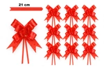 Decorative red bow with hearts motif - 21 cm (set of 10 pcs).)