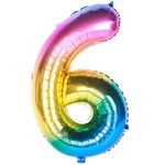 Foil Balloon Number "6" Rainbow (100cm.)
