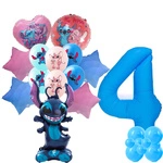 Set of 4th Birthday Stitch Foil and Rubber Printed Balloons