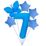 Set of balloons "Blue One with Butterfly" - ideal for 7. birthday