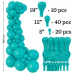 Set of Decorative Balloons Color Turquoise 70 pieces