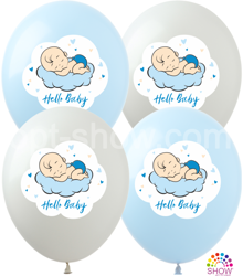 Balloons 12" with print "Hello Baby" (10 pcs.)