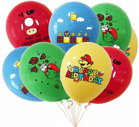 Balony gumowe z nadrukiem Mario (8 szt.)