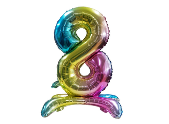 Fóliový balónek s číslem "8" Rainbow Standing (80 cm).)