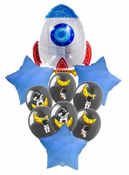 Space balloon set - rocket, stars and astronaut